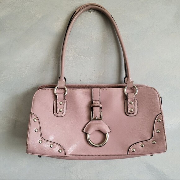 Y2K 90s Powder pink shoulder bag Apt. 9 Silver Studded Buckle bottom Feet 12 x 6 - Picture 1 of 12